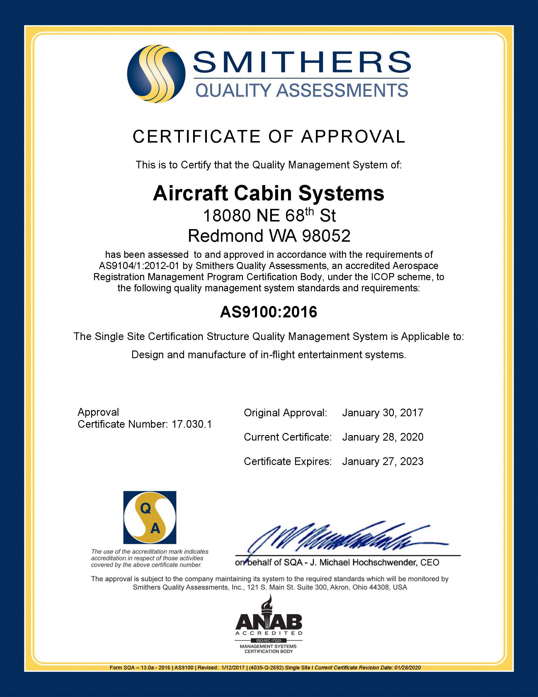 AS9100 Certificate